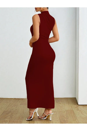 KOLSZ BALIKÇI YAKA BÜZGÜLÜ ELBİSE BORDO - CRESSİVA