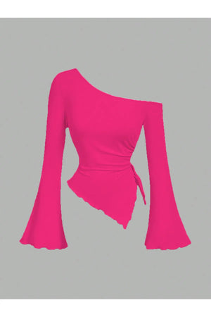 PİS DİKİM ASİMETRİK BLUZ FUŞYA - CRESSİVA