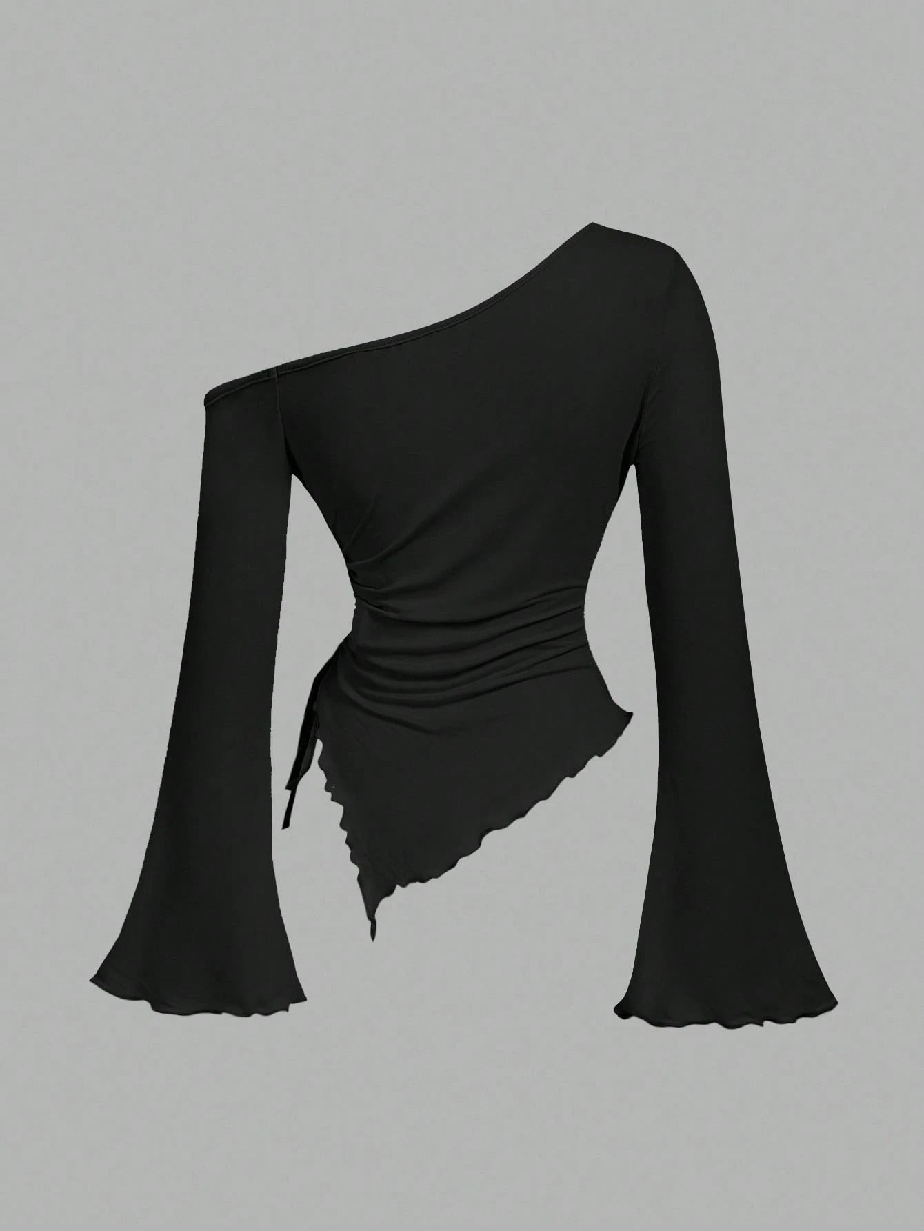 PİS DİKİM ASİMETRİK BLUZ SİYAH - CRESSİVA