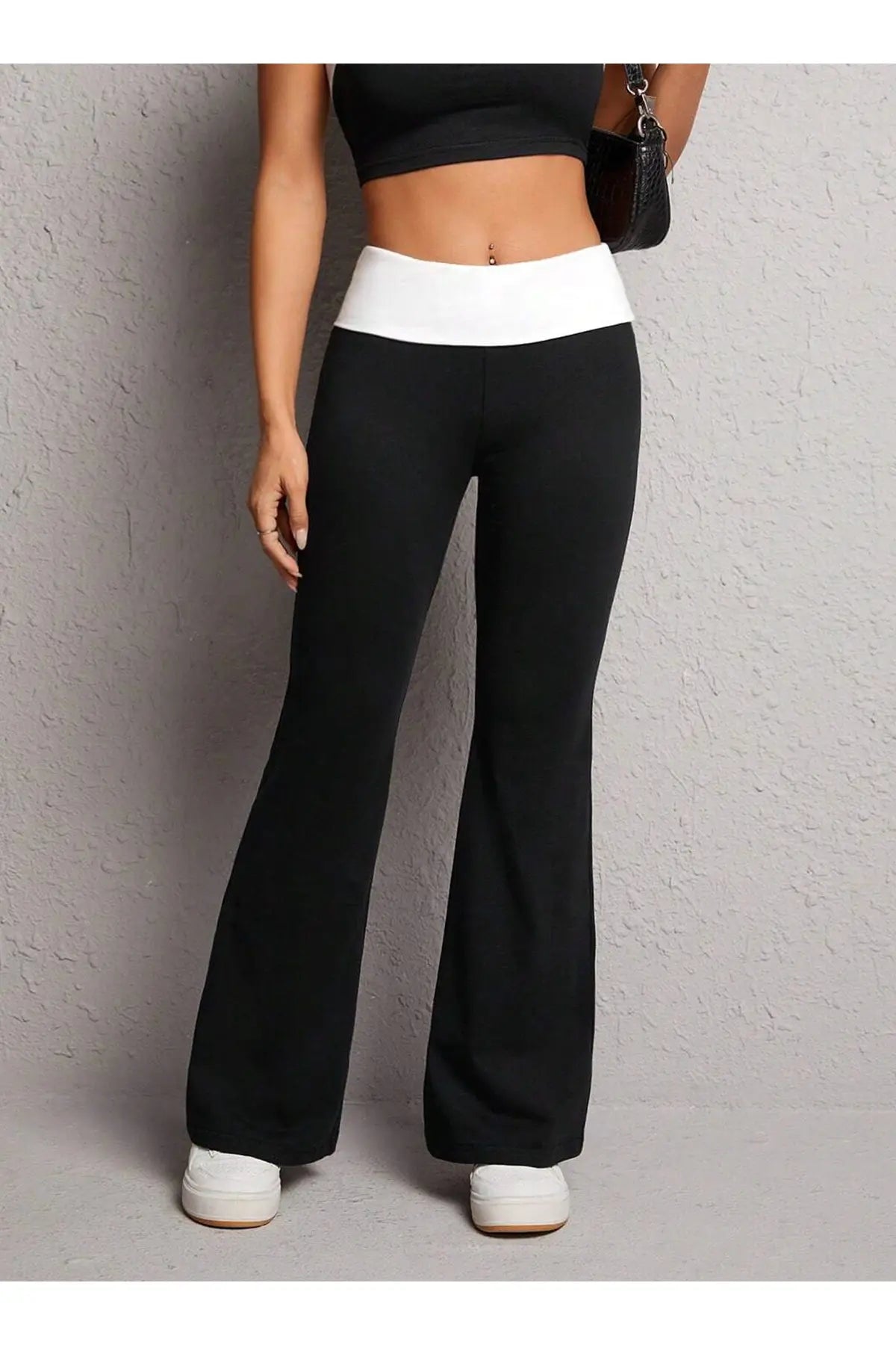 Çift Renk Pantalon Beyaz - Siyah - CRESSİVA