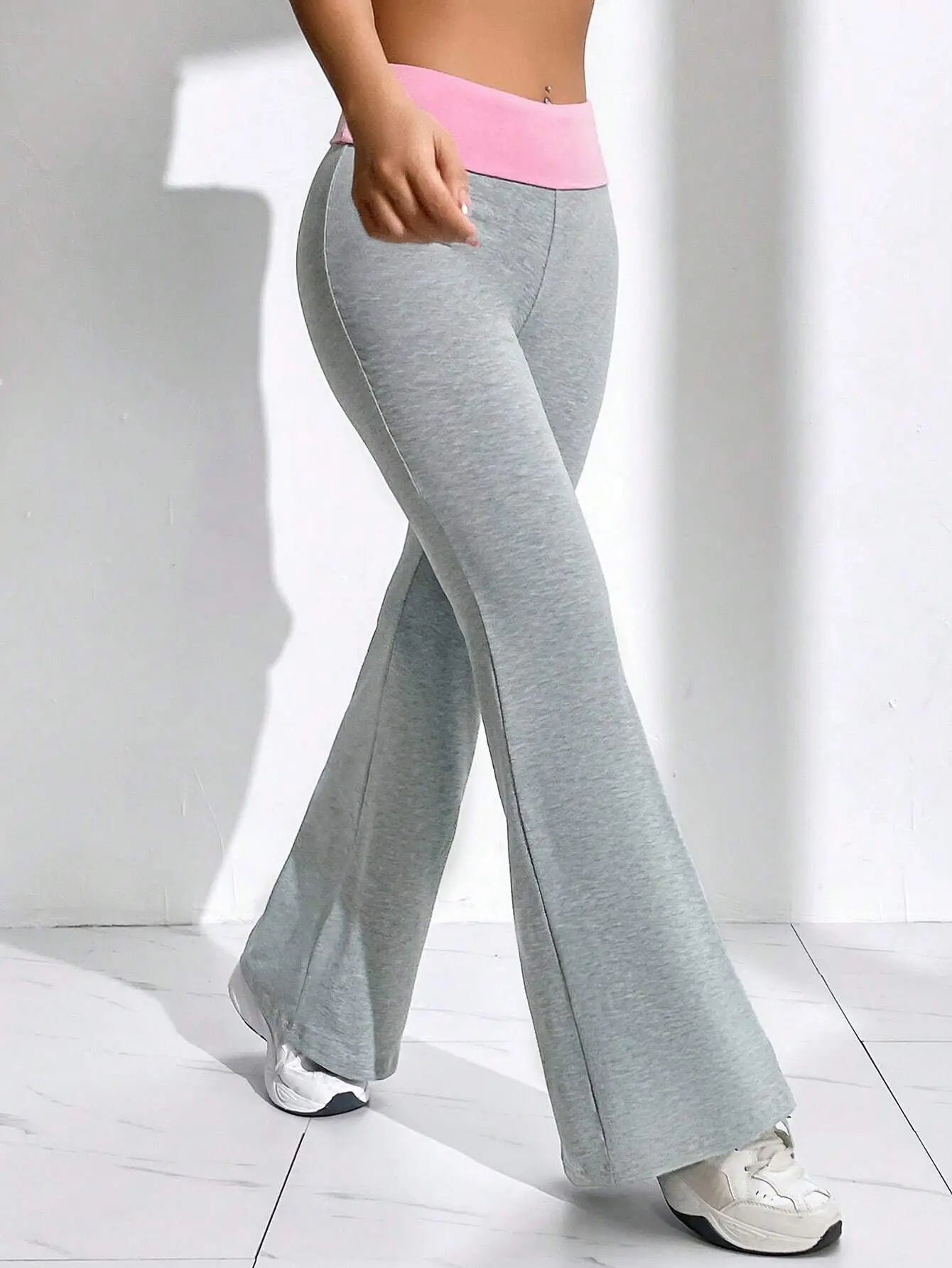 Çift Renk Pantalon Pembe - Gri - CRESSİVA