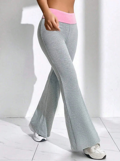 Çift Renk Pantalon Pembe - Gri - CRESSİVA