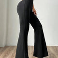 Comfortlux Yüksek Bel Ispanyol Paça Beli Lastikli Flare Tayt Pantolon Siyah - CRESSİVA