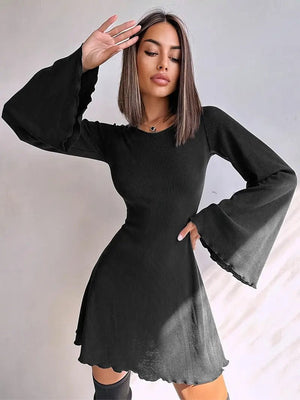 İSPANYOL KOL PİS DİKİŞ ELBİSE SİYAH - CRESSİVA