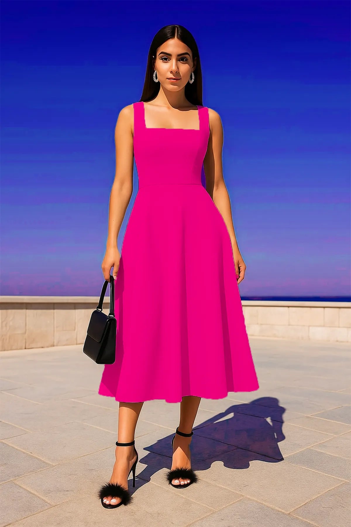 KALIN ASKILI FERMUARLI ELBİSE FUŞYAKALIN - CRESSİVA