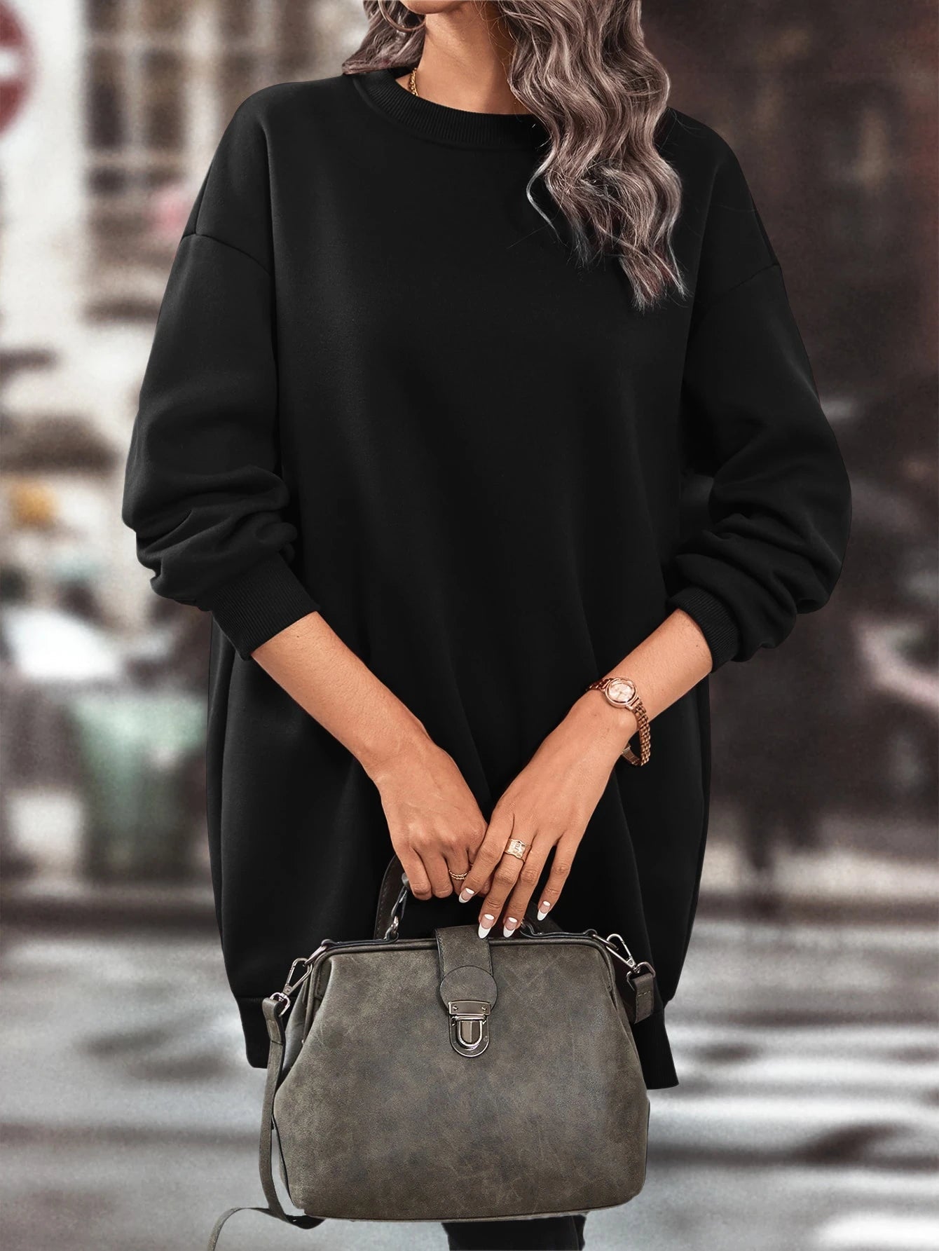 KAPÜŞONSUZ CEPSİZ HOODIE SİYAH - CRESSİVA