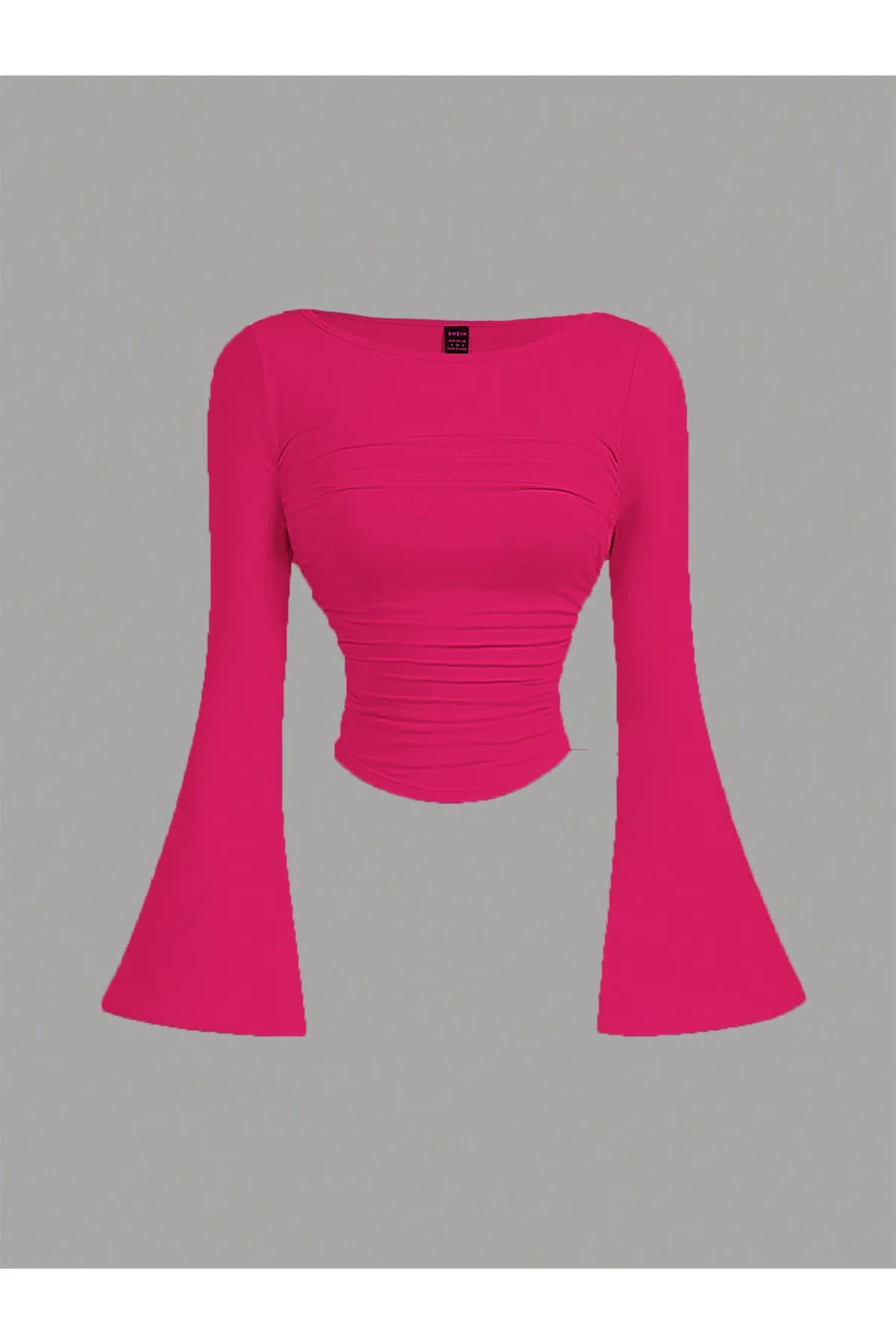 KAYIK YAKA İSPANYOL KOL BÜZGÜLÜ BLUZ PEMBE - CRESSİVA