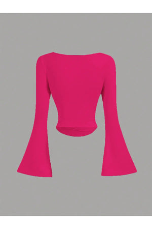 KAYIK YAKA İSPANYOL KOL BÜZGÜLÜ BLUZ PEMBE - CRESSİVA
