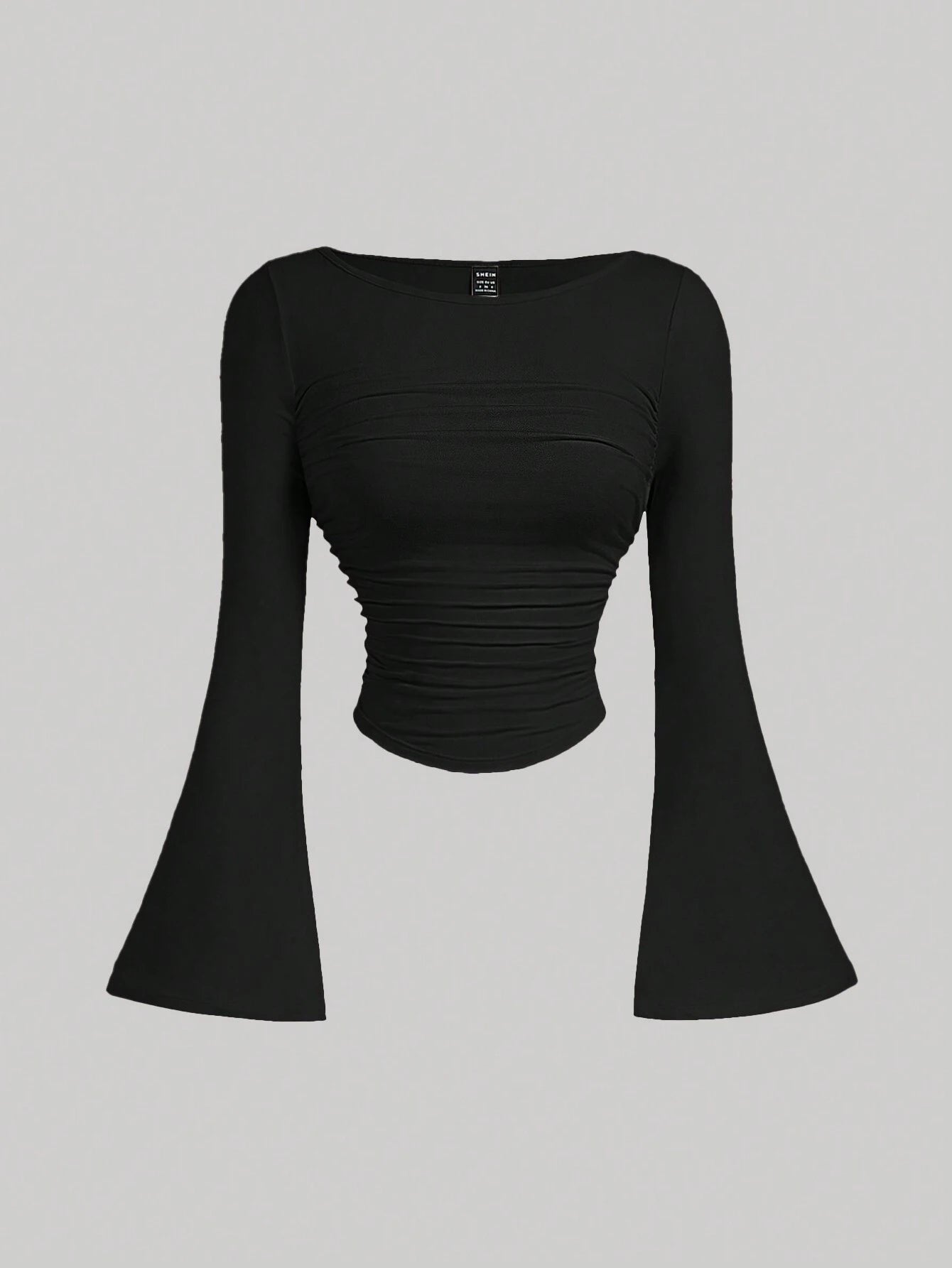 KAYIK YAKA İSPANYOL KOL BÜZGÜLÜ BLUZ SİYAH - CRESSİVA