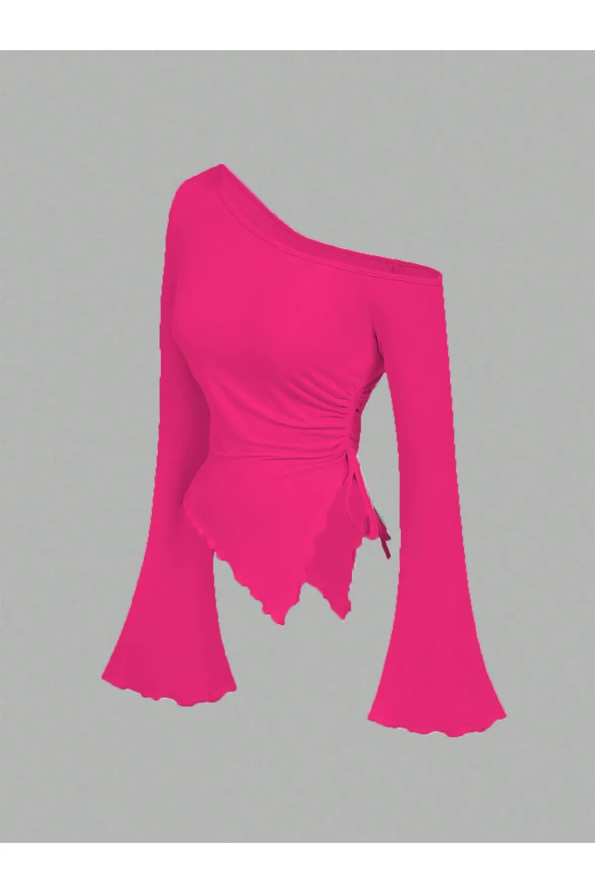 PİS DİKİM ASİMETRİK BLUZ FUŞYA - CRESSİVA