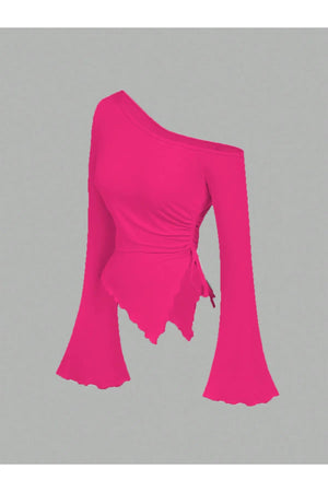 PİS DİKİM ASİMETRİK BLUZ FUŞYA - CRESSİVA