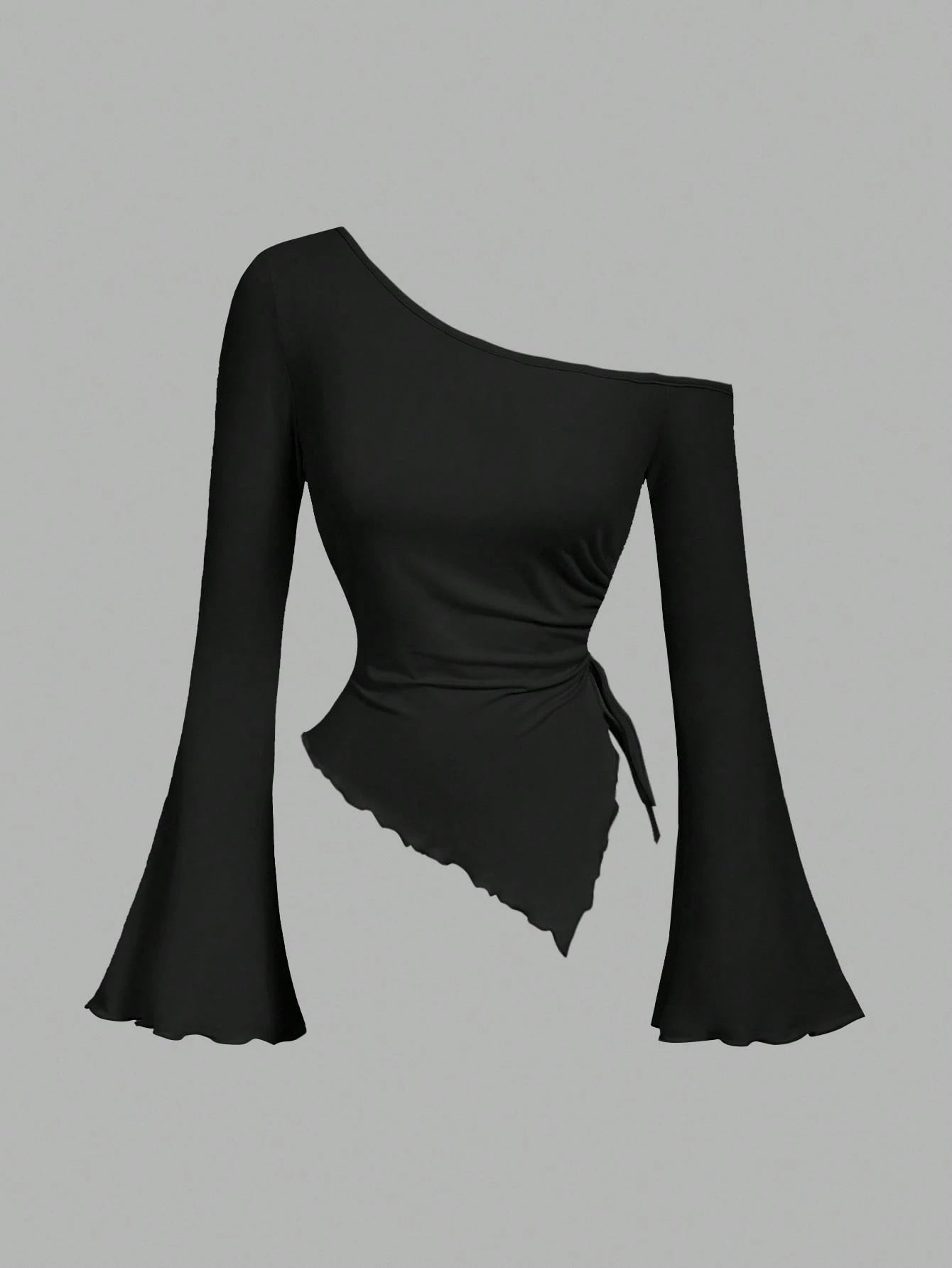 PİS DİKİM ASİMETRİK BLUZ SİYAH - CRESSİVA