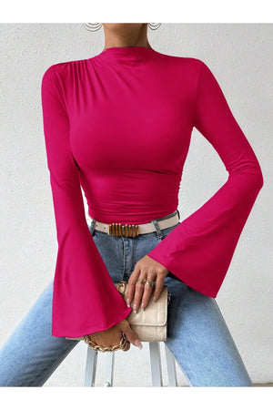 YARIM BALIKÇI YAKA BÜZGÜLÜ BLUZ FUŞYA - CRESSİVA